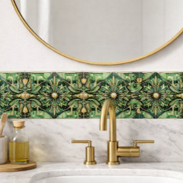 Azulejo Salpicadero Art Nouveau / Art Deco Dorado Verde