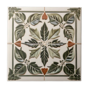 Azulejo Saltos con terracota y colores marfil estilo tosca
