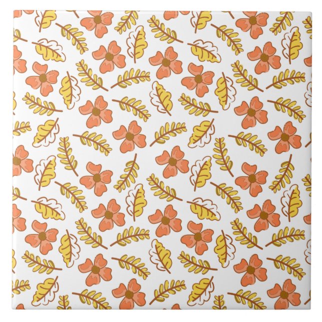 Azulejo Saltos de otoño cálidos con flores (Frente)