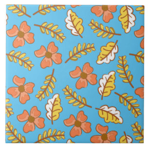 Azulejo Saltos de otoño cálidos con flores