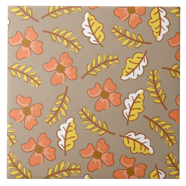 Azulejo Saltos de otoño cálidos con flores (Frente)