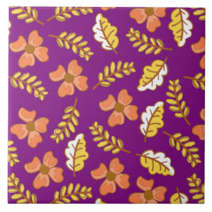 Azulejo Saltos de otoño cálidos con flores