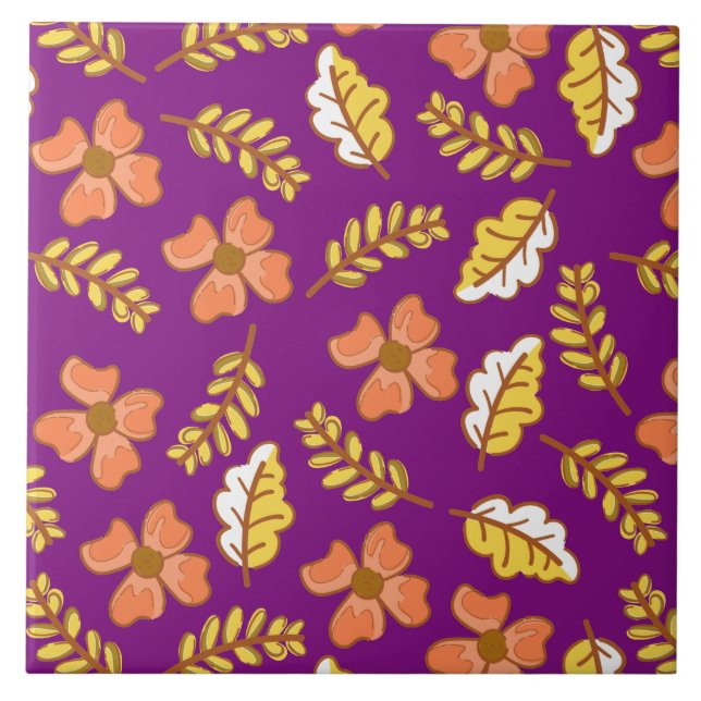 Azulejo Saltos de otoño cálidos con flores (Frente)