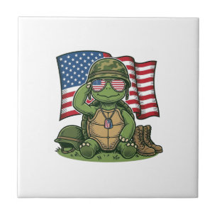Azulejo Saludo de Tortuga Patriótica Diseño Vectorial_1