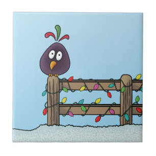Azulejo Saludos de Temporada Pájaro de Dibujos Animados en