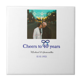 Azulejo Saludos del arco iris azul a boda de 40 años