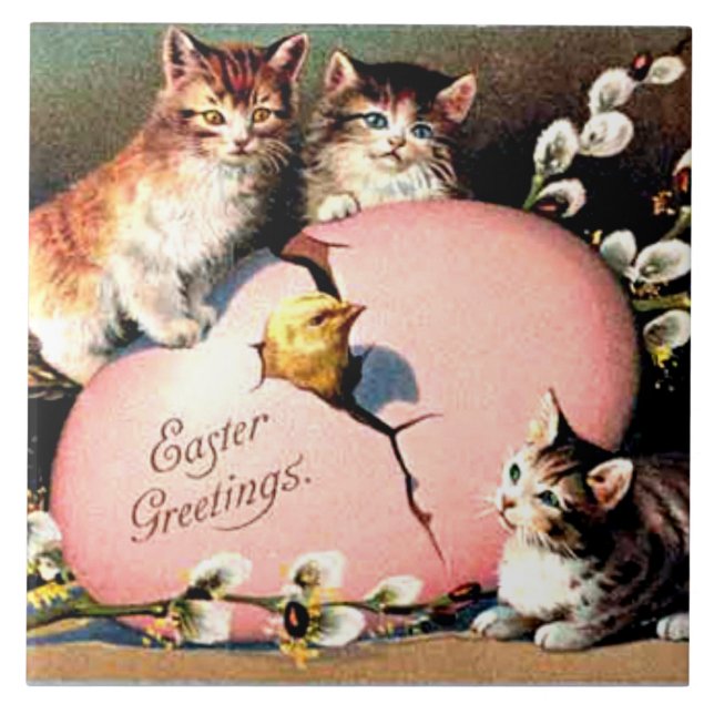 Azulejo Saludos vintage de Pascua (Frente)