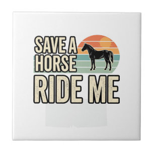Azulejo Salva un Caballo Móntame Diseño de Camiseta Wester