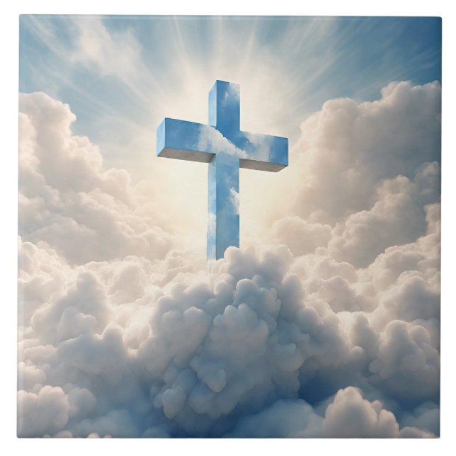 Azulejo Salvación, cruz en las nubes, (Frente)