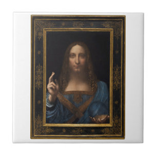 Azulejo Salvador Mundi de Leonardo da Vinci alrededor de 1