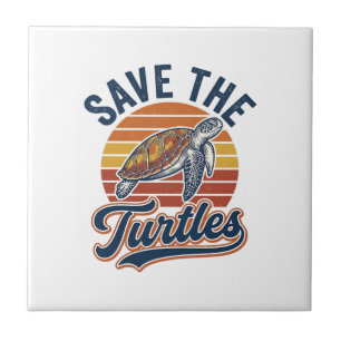 Azulejo Salvar Las Tortugas Diseño De Camiseta De Tortuga