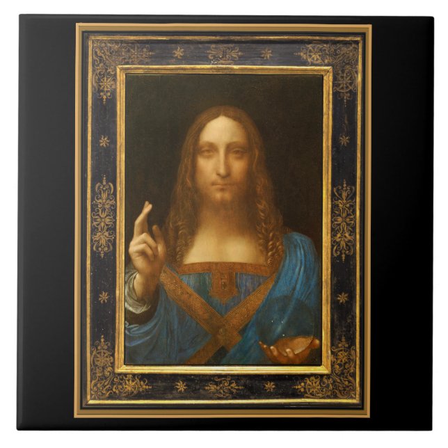 Azulejo Salvator Mundi de Leonardo da Vinci circa 1500 (Frente)