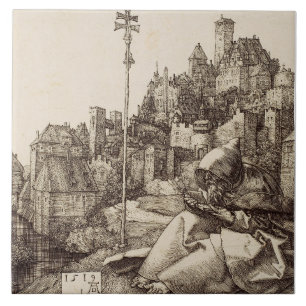 Azulejo San Antonio leyendo por Albrecht Durer