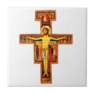 Azulejo San Damiano Crucifix Cross Ceramic Tile