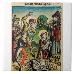 Azulejo San Esteban el Protomártir Iconografía de Arte Fin