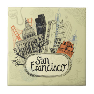 Azulejo San Francisco dibujado mano