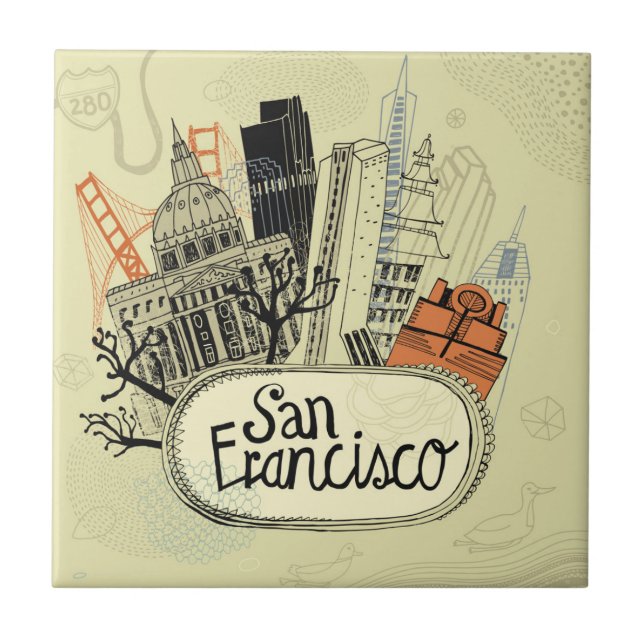 Azulejo San Francisco dibujado mano (Frente)