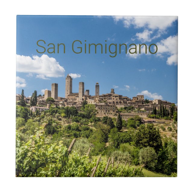 Azulejo San Gimignano Toscana Italia Panorama Souvenir (Frente)