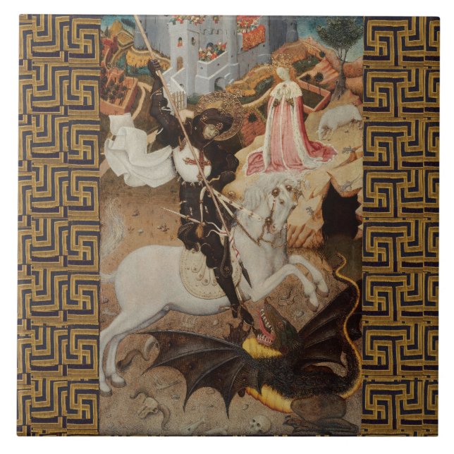 Azulejo San Jorge y el Dragón de Bernat Martorell (Frente)