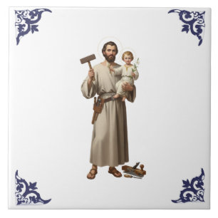 Azulejo San José y el Niño Jesús Religioso