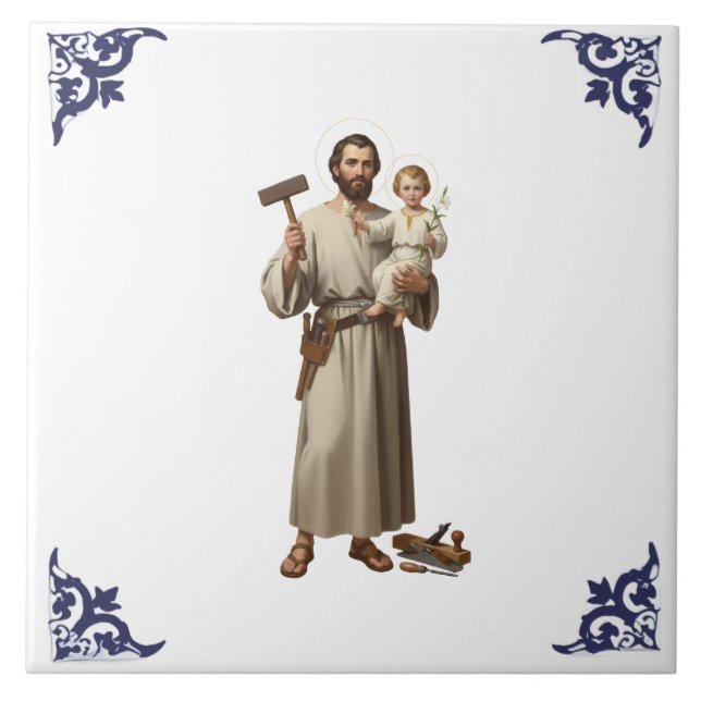 Azulejo San José y el Niño Jesús Religioso (Frente)