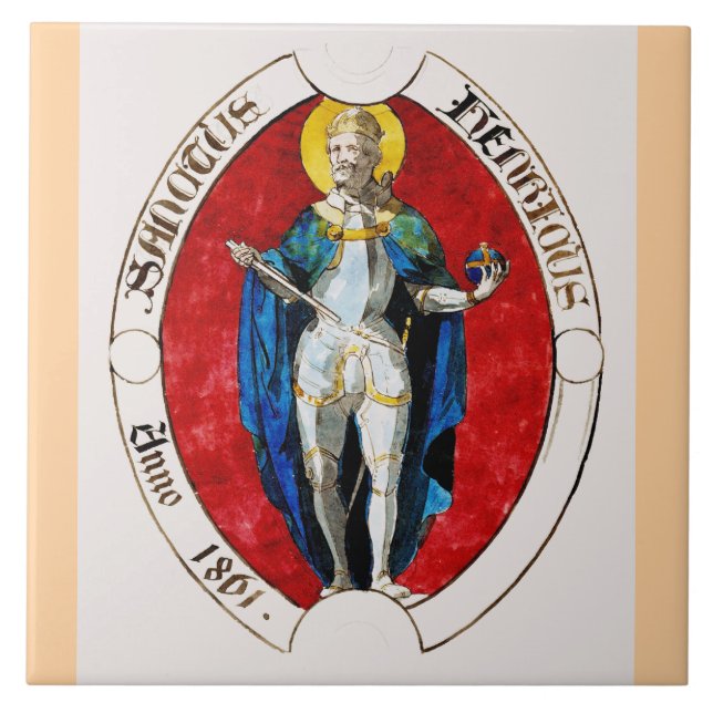 Azulejo San Luis IX de Francia Patrono de Reyes (Frente)