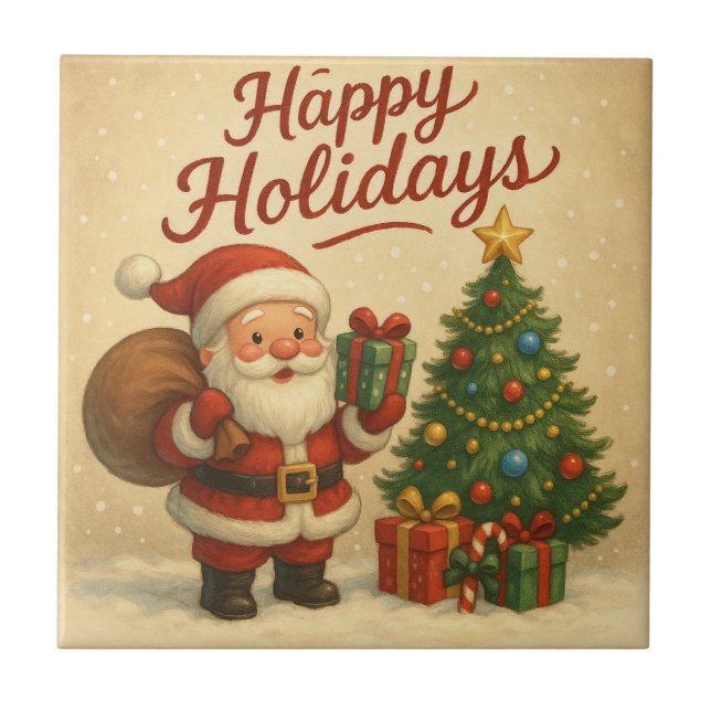 Azulejo Santa adorable Feliz Navidad (Frente)