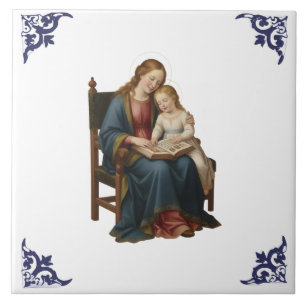 Azulejo Santa Ana enseñando a María Religiosa