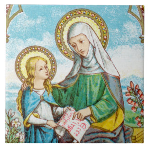 Azulejo Santa Ana y la joven María (SAU 29)