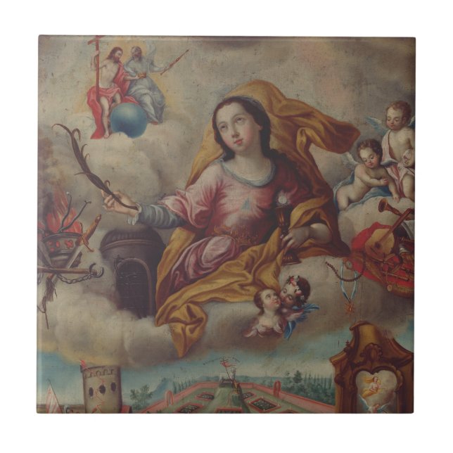 Azulejo Santa Bárbara Virgen y mártir (Frente)