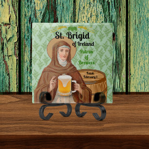 Azulejo Santa Brígida de Irlanda y su barril de cerveza