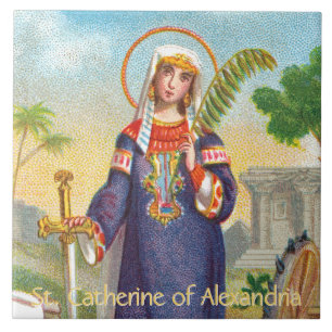 Azulejo Santa Catalina de Alejandría con vestido egipcio