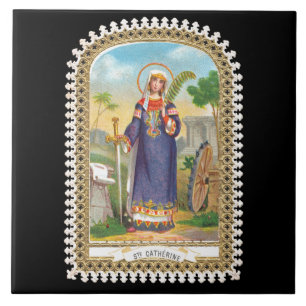 Azulejo Santa Catalina de Alejandría con vestido egipcio