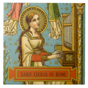 Azulejo Santa Cecilia de Roma neogótica (detalle; BNG 02)