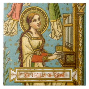 Azulejo Santa Cecilia de Roma neogótica (detalle; BNG 02)