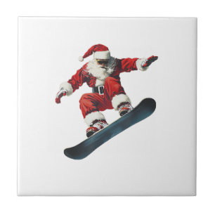 Azulejo Santa Claus de Navidad Snowboard Snowboarding Snow