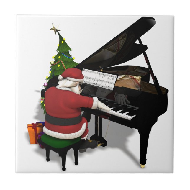 Azulejo Santa Claus jugando al piano (Frente)