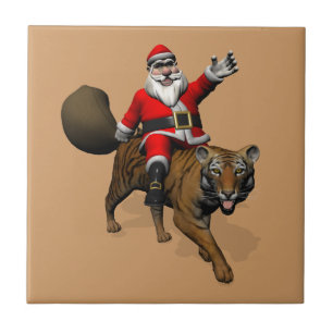 Azulejo Santa Claus montando un tigre
