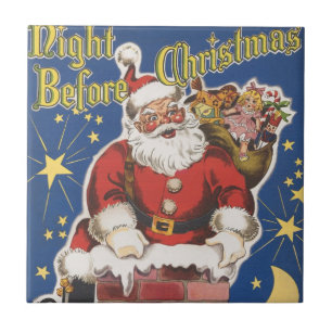 Azulejo Santa Claus Vintage, Era la Noche Antes de Navidad