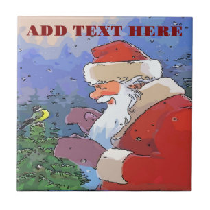 Azulejo Santa con pájaro