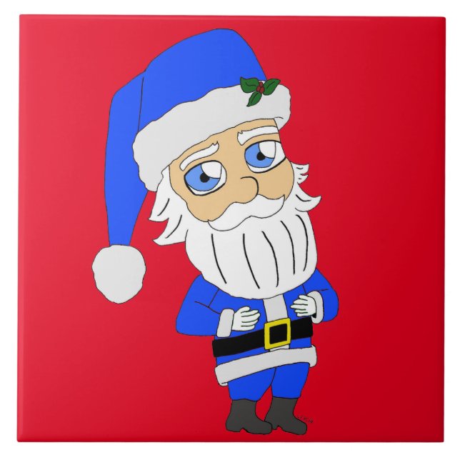 Azulejo Santa de traje azul Chibi (Frente)