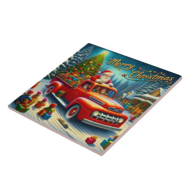 Azulejo Santa entrega regalos en una tierra maravillosa de (Lado)