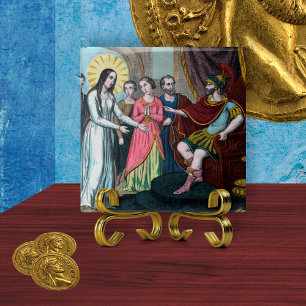 Azulejo Santa Filomena es juzgada ante el emperador Diocle