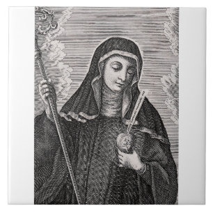 Azulejo Santa Gertrudis la Grande mística benedictina alem