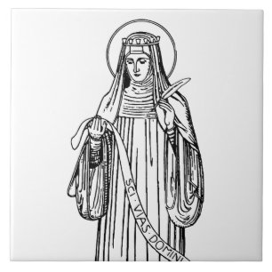 Azulejo Santa Hildegarda de Bingen Mística Medieval