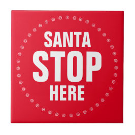 Azulejo Santa Stop Here rojo y blanco lindo