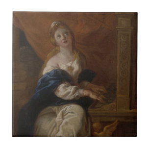 Azulejo Santo Cecilia el c.1700 (aceite en el papel)