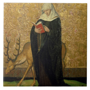 Azulejo Santo femenino con un macho (aceite en el panel)