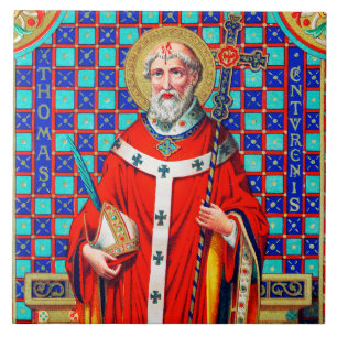 Azulejo Santo Tomás Becket con casulla roja (K 34)