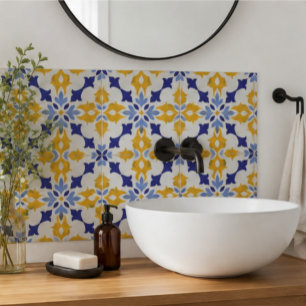 Azulejo Santorini Aura Gold Floral Coastal Mediterranean